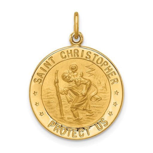 14 karat yellow gold round 18m solid 
St. Christopher medal