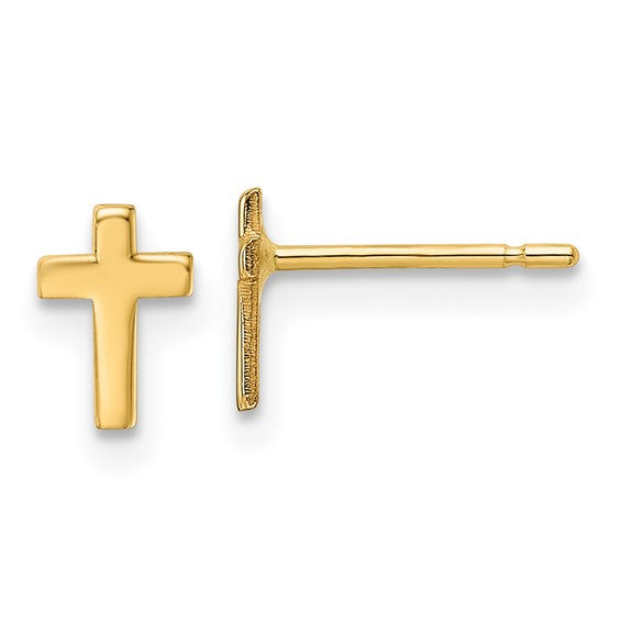 14 karat yellow gold small cross stud earrings