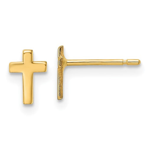 14 karat yellow gold small cross stud earrings