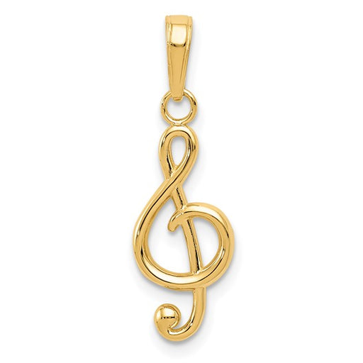 14 karat yellow gold treble clef pendant or charm