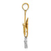 14 karat yellow gold graduation cap charm with rhodium finished swinging tassel, side view