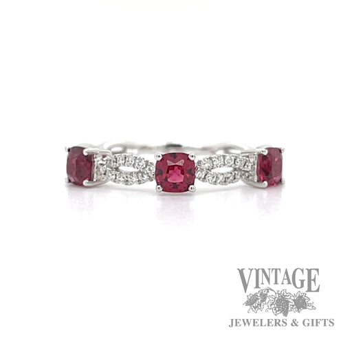 Top Spinel and diamond 18 karat white gold ring band