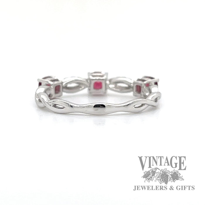 Bottom Spinel and diamond 18 karat white gold ring band