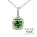 Tsavorite garnet and diamond cushion shaped 14kw gold necklace