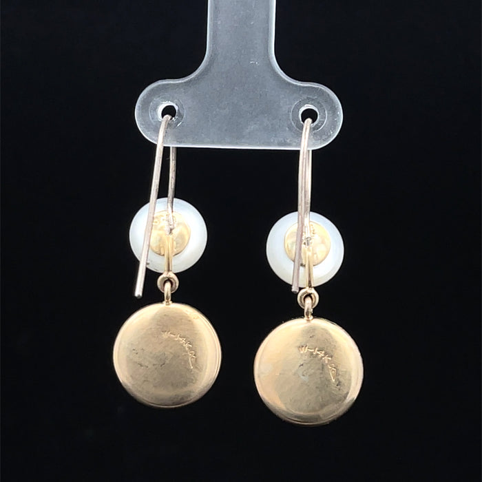 Antique Pearl and 14k yellow gold  drop earrings