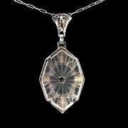 Diamond & crystal pendant with 14kw gold filigree design back