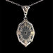 Diamond & crystal pendant with 14kw gold filigree design back