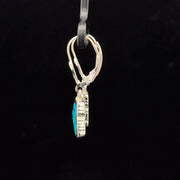 Black opal doublet 14k white gold earrings with lever back side