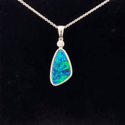 Black opal 14k white gold pendant 