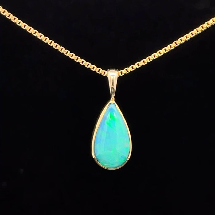 Ethiopian opal 22k/14k gold teardrop pendant