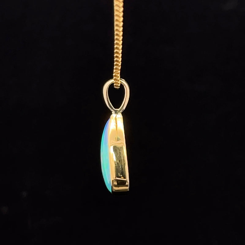 Ethiopian opal 22k/14k gold teardrop pendant