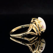 Opal and pink tourmaline 14k gold ring side2