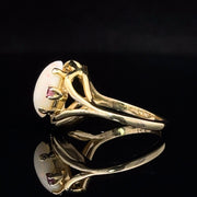 Opal and pink tourmaline 14k gold ring side1