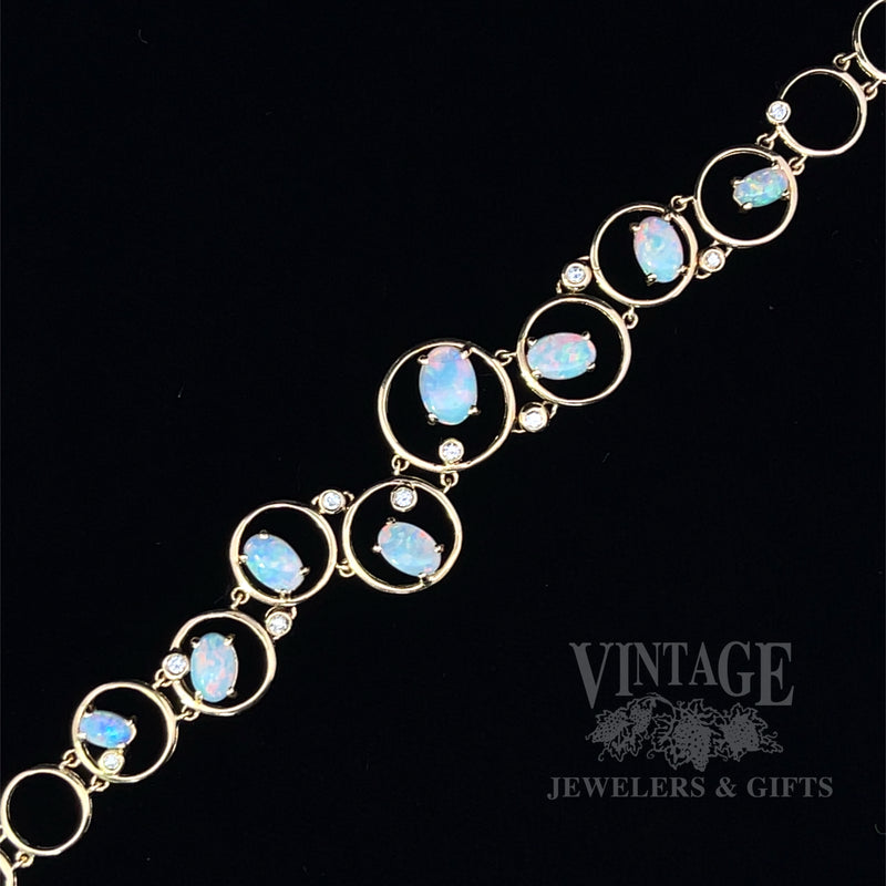 Opal and diamond 18k gold bracelet full