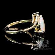 Pear shaped opal and diamond ring side2
