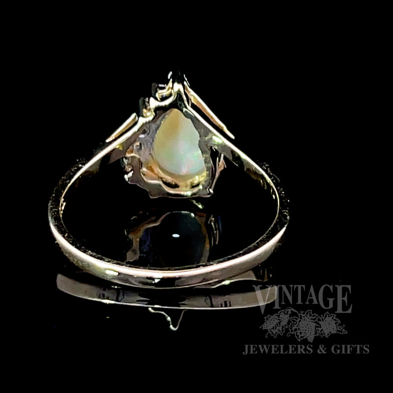 Pear shaped opal and diamond ring bottom