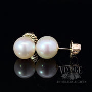 10 mm South sea pearl 14k gold stud earrings side