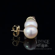 10 mm South sea pearl 14k gold stud earrings side