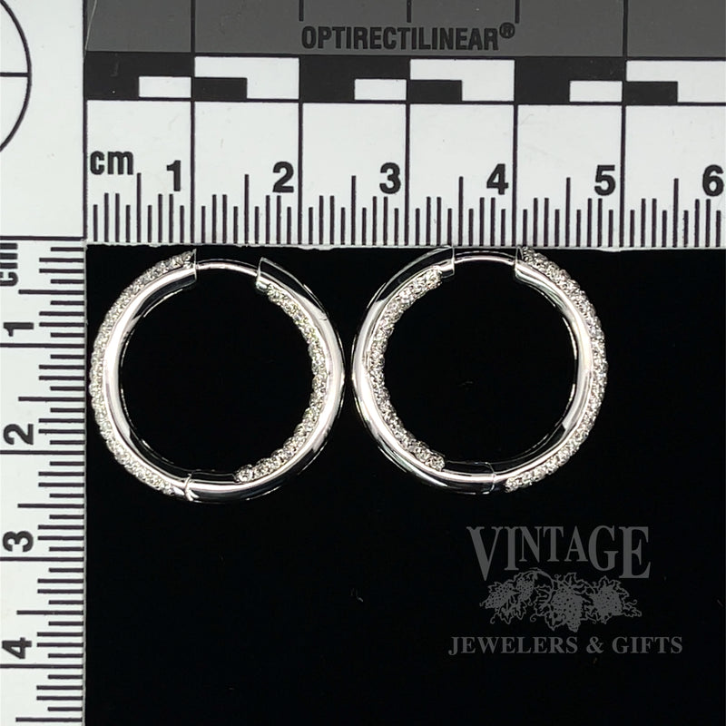 Diamond pave inside out 18kw gold tube hoop earrings scale