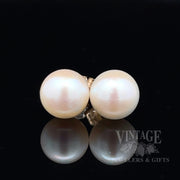 8 mm 14k gold akoya white pearl stud earrings