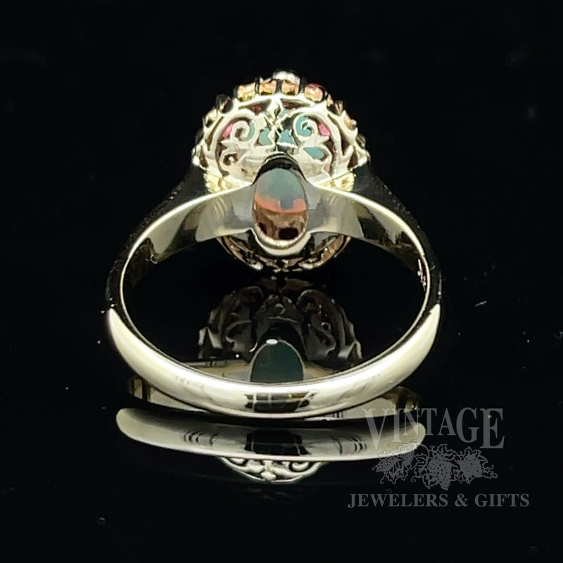 Opal and ruby 11k gold ring bottom
