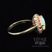 Opal and ruby 11k gold ring side