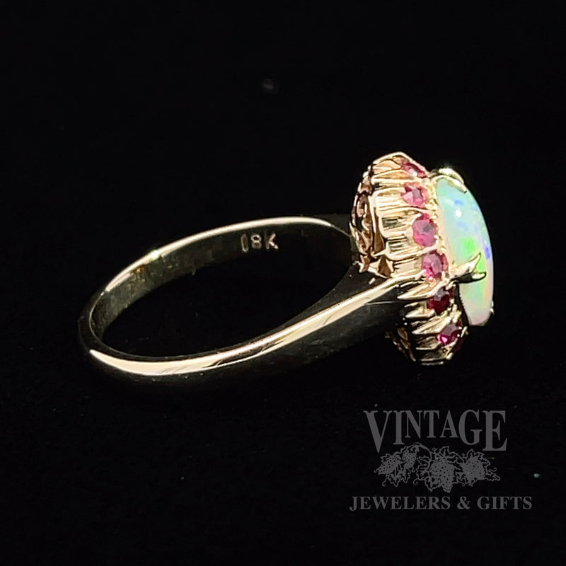 Opal and ruby 11k gold ring side