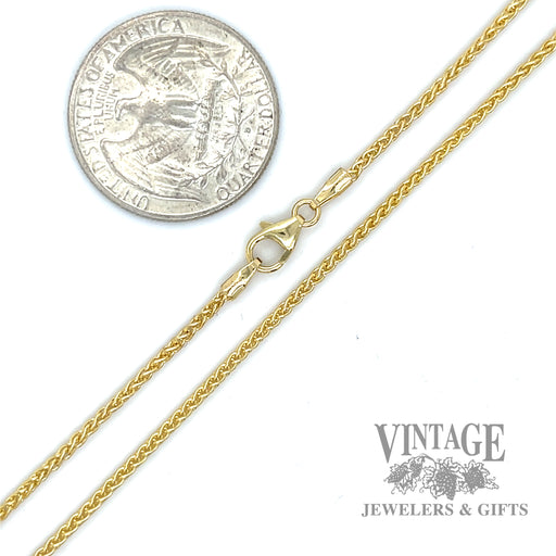 18” wheat chain 14k gold 1.6mm necklace scale