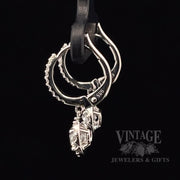 Natural Diamond Halo Drop 14k white gold earrings left