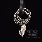 Natural Diamond Halo Drop 14k white gold earrings right