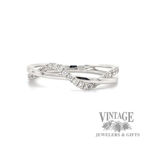 Twist diamond line 14k white gold ring