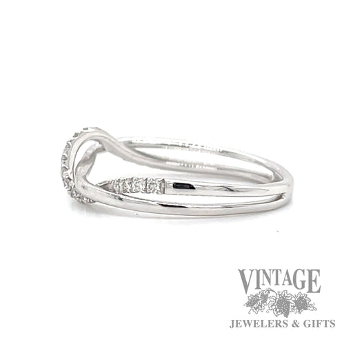 Twist diamond line 14k white gold ring side