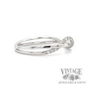 Twist diamond line 14k white gold ring side 2