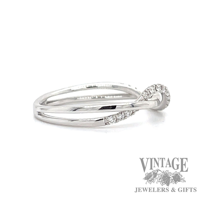 Twist diamond line 14k white gold ring side 2
