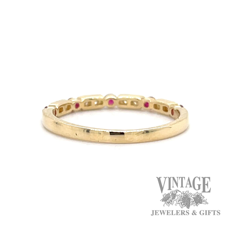Ruby and diamond 14k gold ring band bottom
