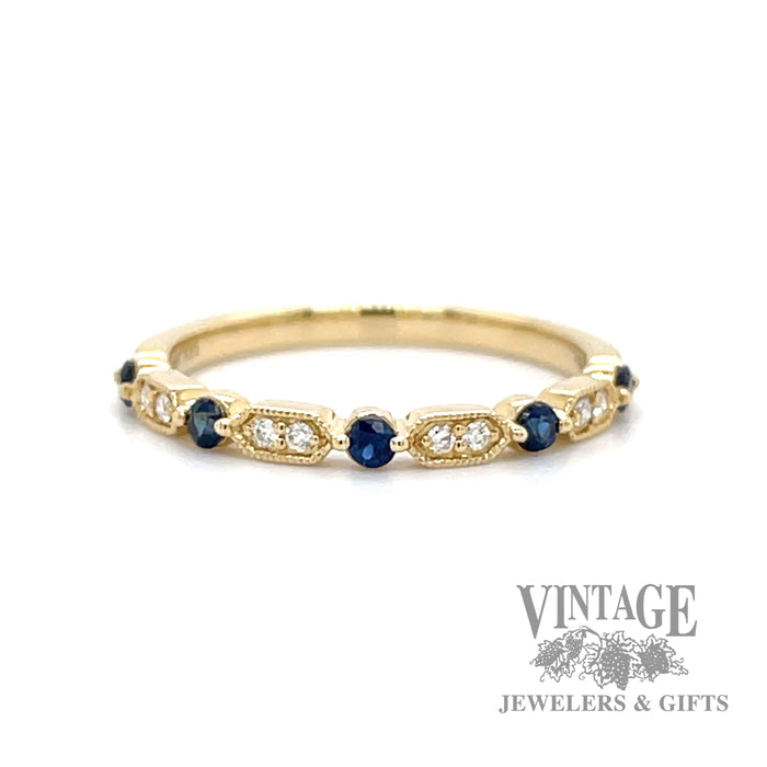 Sapphire and diamond 14ky ring band