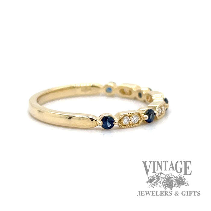 Sapphire and diamond 14ky ring band