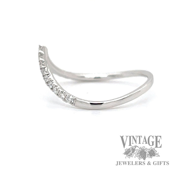 Chevron shaped 14k white gold and diamond ring side 2
