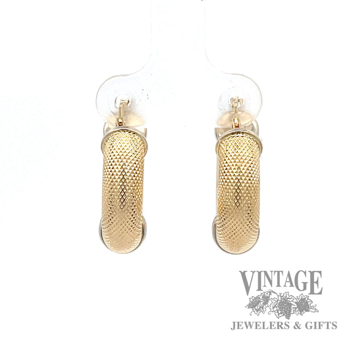 Italian 18k gold textured 22 mm hoop earrings