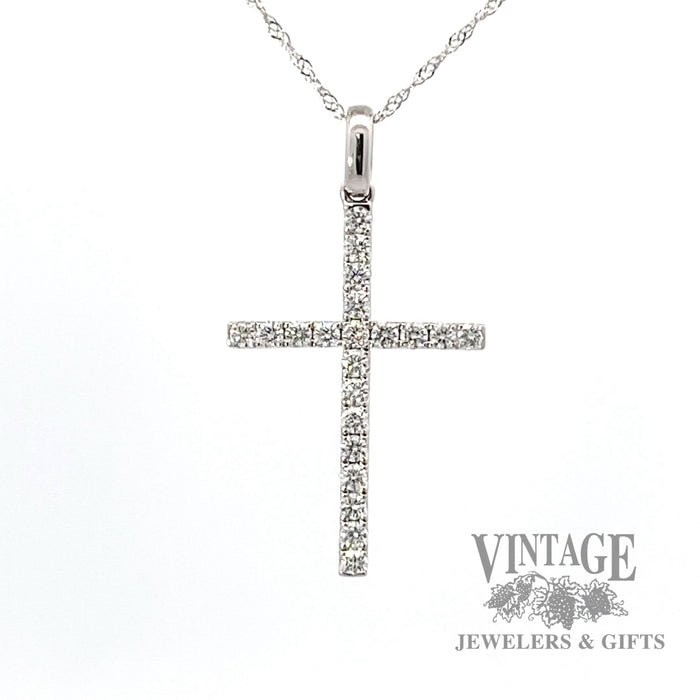 Diamond and 14kw gold cross 18" necklace scale