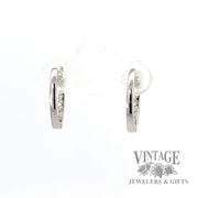 Back 14k white gold oval huggie diamond earring