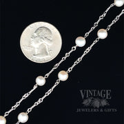 18" Hand Fabricated Twisted Station Link Pearl 14k White Gold Necklace Scale View