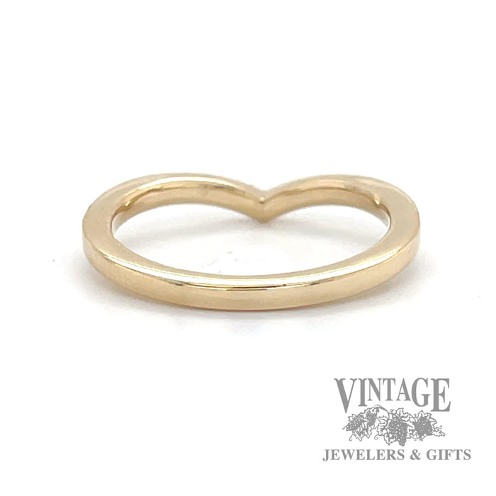 Back 14k yellow gold chevron ring with diamonds