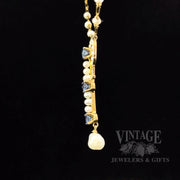 Antique Sapphire and Pearl 15k Gold Lavalier Necklace Side View