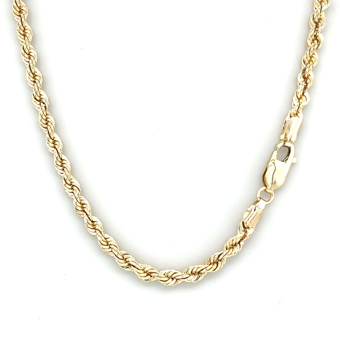 24" solid 14ky gold 4 mm rope chain necklace