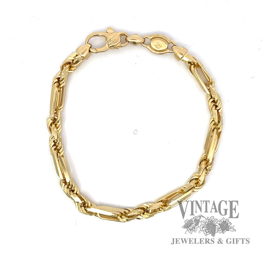 14k yellow gold layered link figaro chain bracelet full