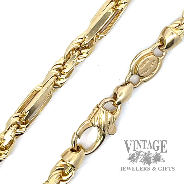 14k yellow gold layered link figaro chain bracelet