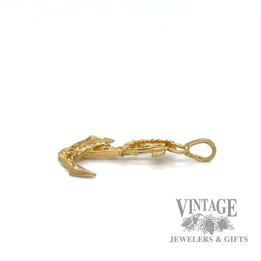 Anchor 14k yellow gold charm side