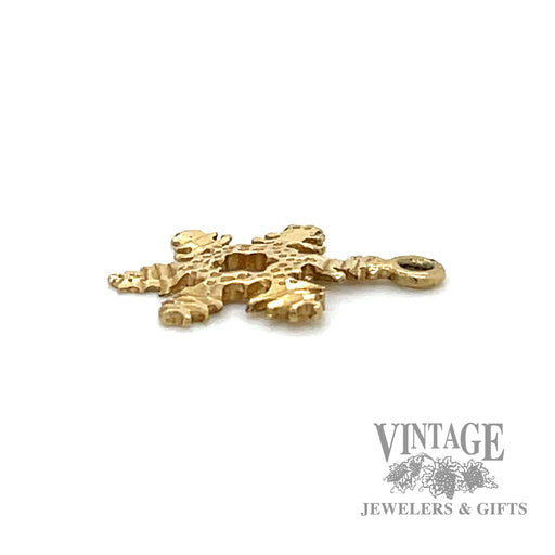 Snowflake 14k yellow gold charm Side