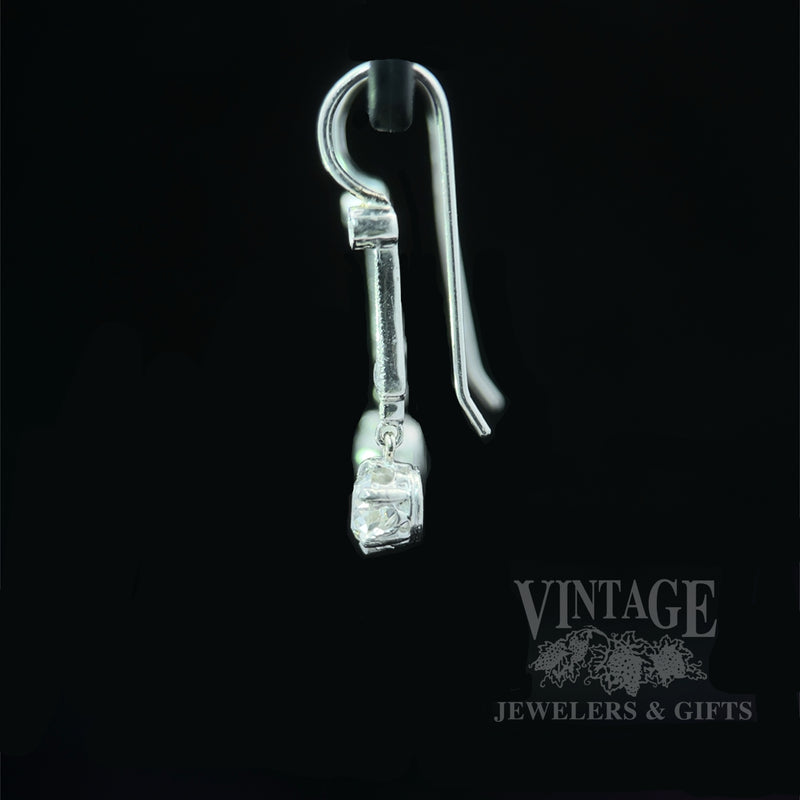 Antique Dangle Diamond Platinum Earrings Side View